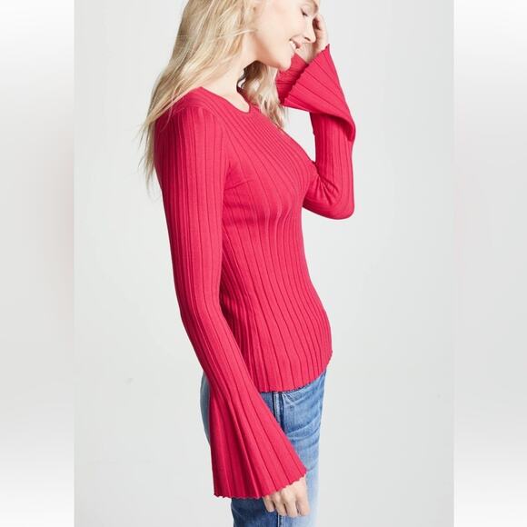 Bailey 44 Cossak Ribbed Bell Sleeve Sweater Hot Pink Size Medium - Picture 4 of 12